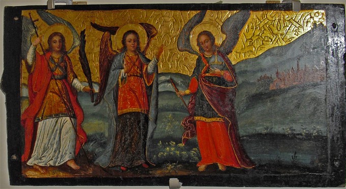 Image - Ivan Rutkovych: icon Three Angels from the Zhovkva iconostasis (ca. 1697-99).